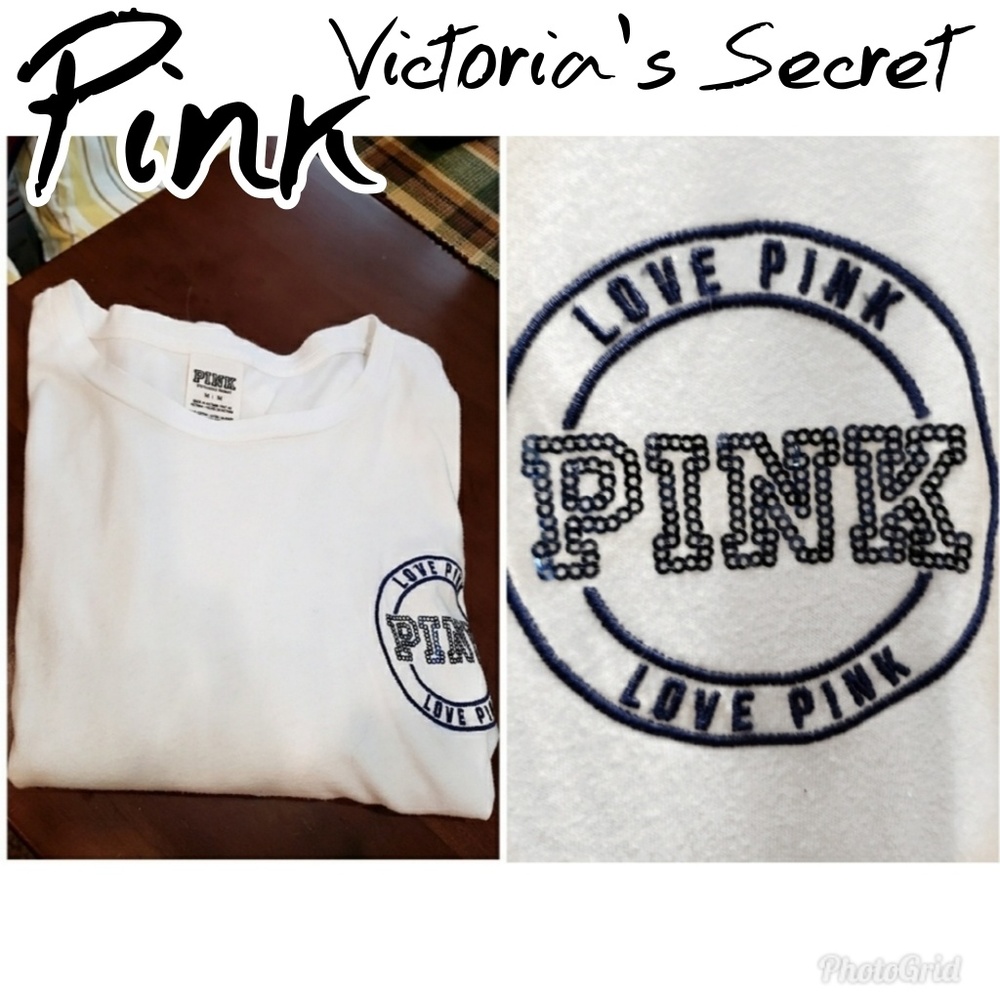 💕PINK Victoria's Secret Tshirt Sequin LOOSE FIT